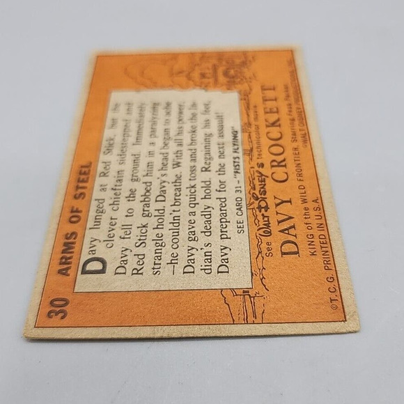 1956 Topps Davy Crockett Arms of Steel Disney Classic Trading Card #30 - Picture 6 of 6